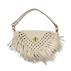 Small Kira Fringe Woven Leather Shoulder Bag